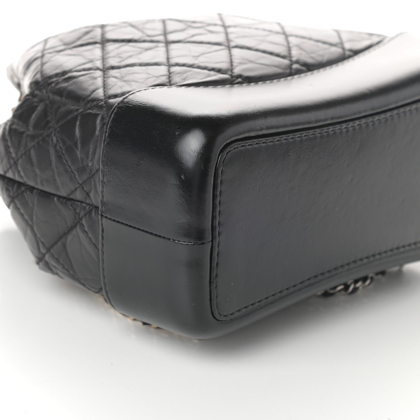 Aged Calfskin Quilted Small Gabrielle Backpack Black