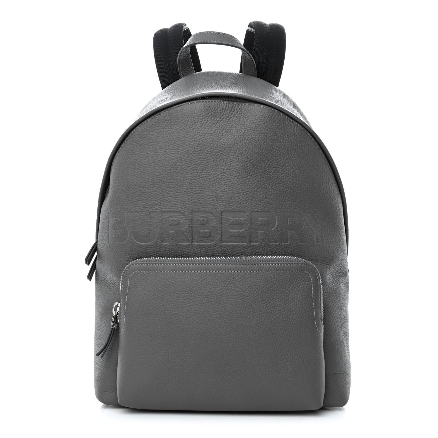 Calfskin Logo Embossed Backpack Charcoal Grey