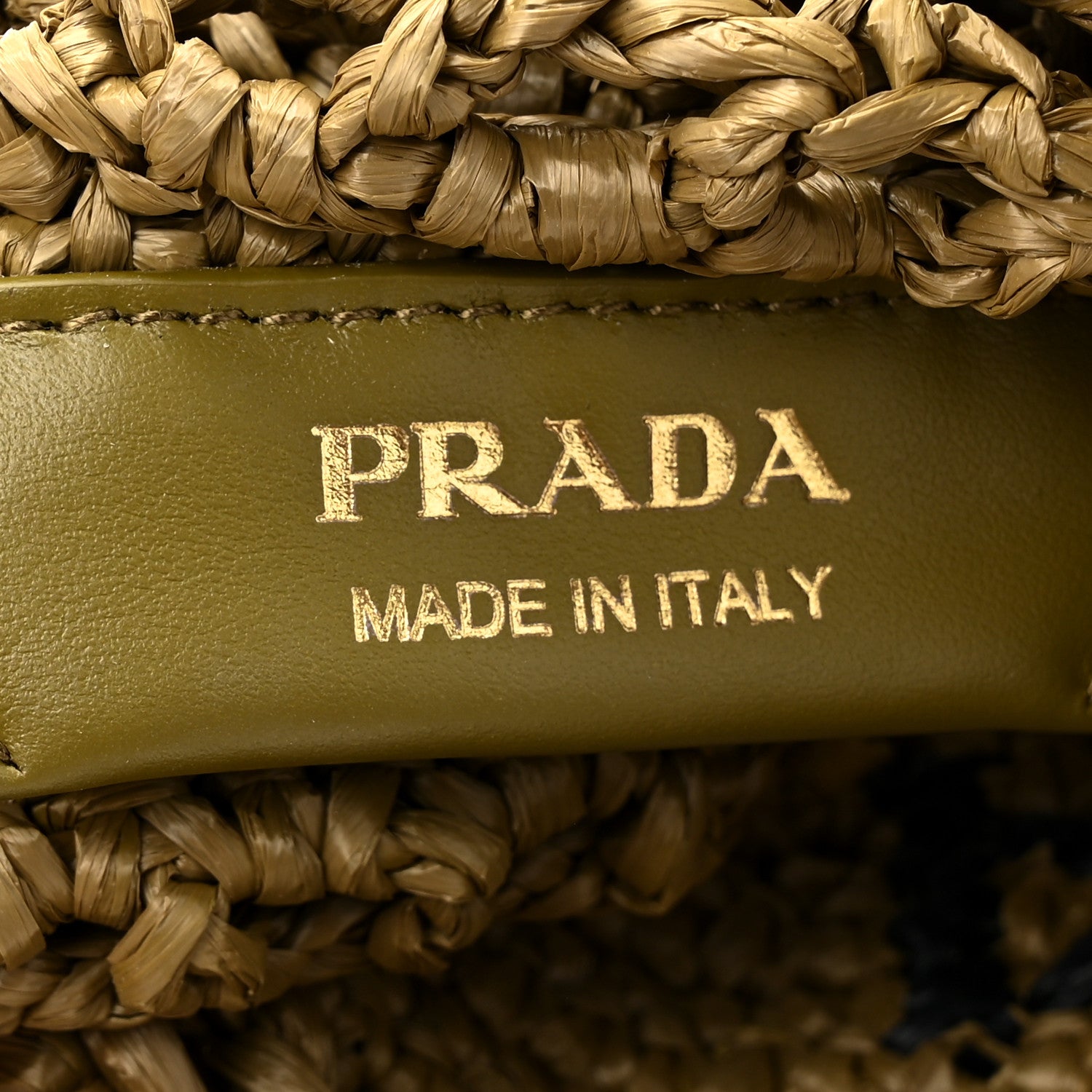 Prada Yarn Raffia Effect Crochet Logo Embroidered Tote Bag Dark Green 6 of 9