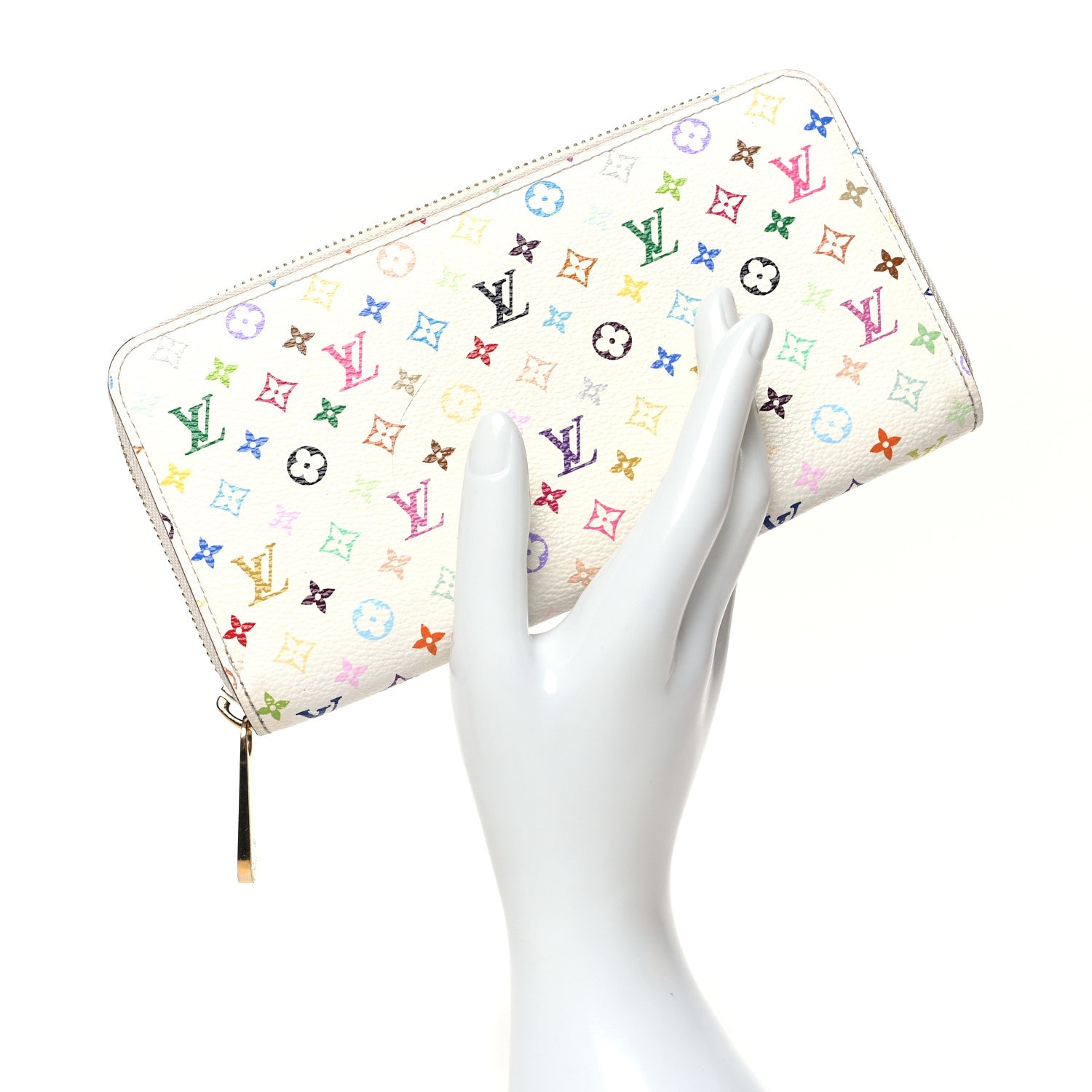 Louis Vuitton Monogram Multicolor Zippy Wallet White Litchi 2 of 12
