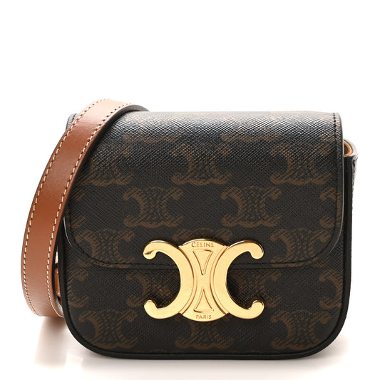Triomphe Canvas Calfskin Mini Claude Tan