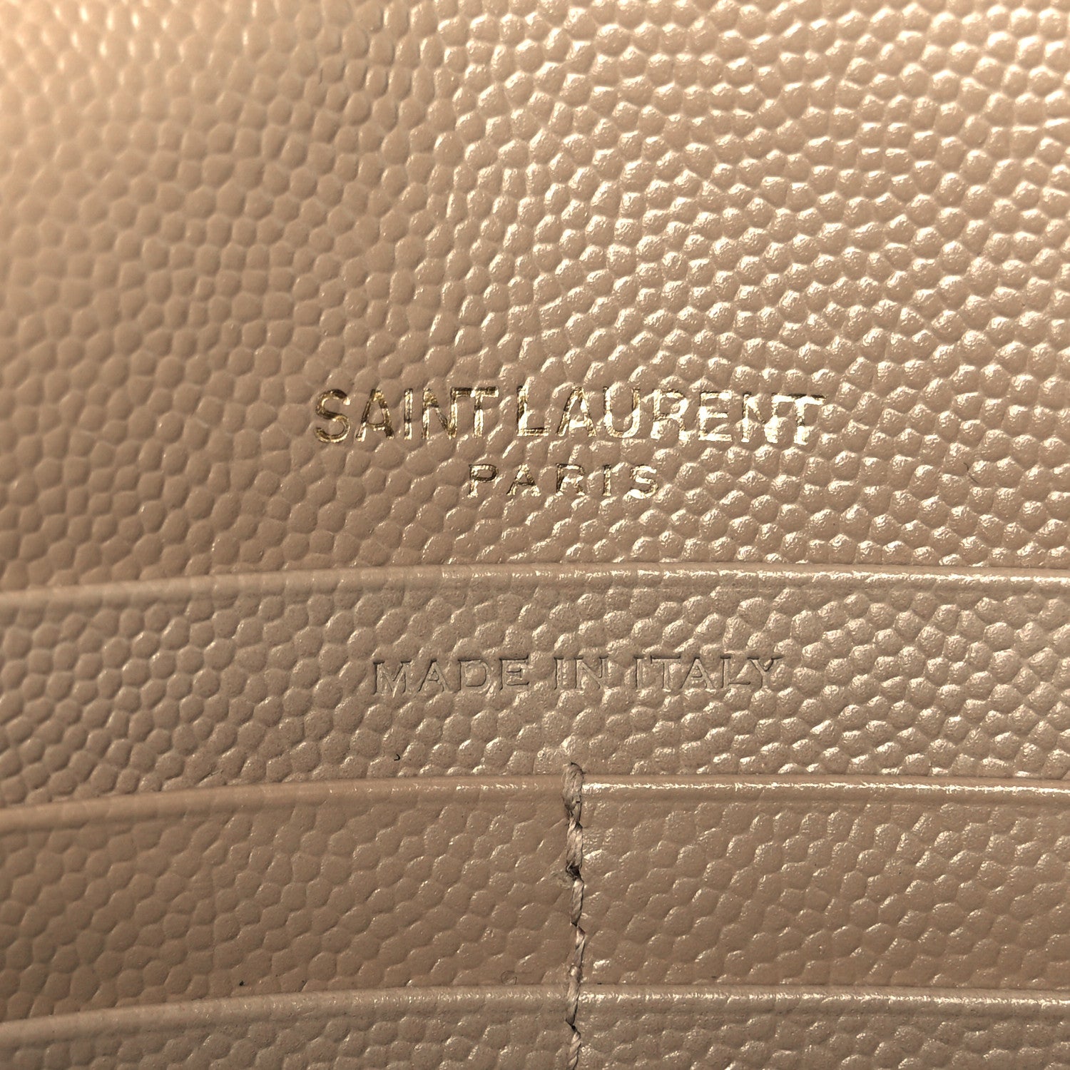 Saint Laurent Grain De Poudre Matelasse Chevron Monogram Envelope Chain Wallet Dark Beige 7 of 13