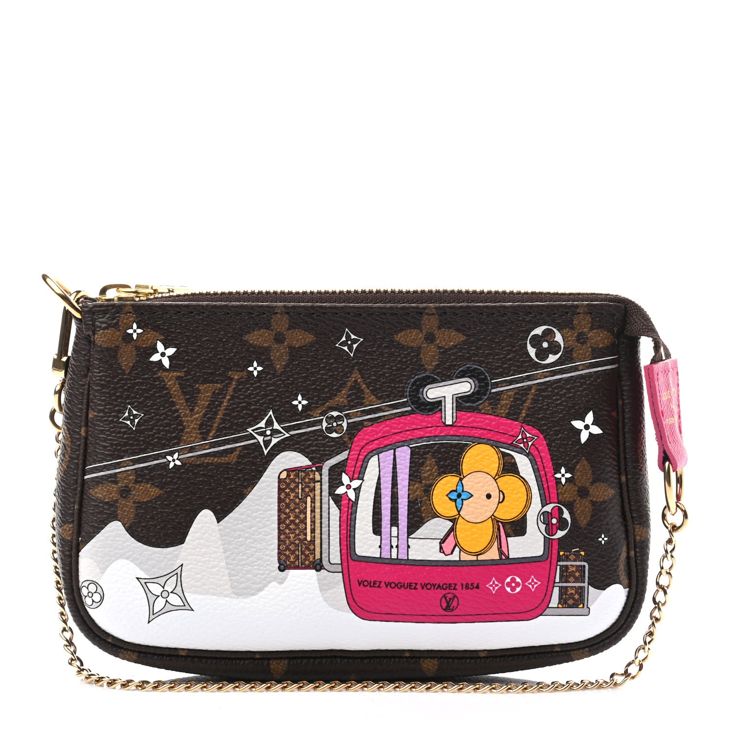 Louis Vuitton Monogram 2019 Christmas Animation Mini Courchevel Pochette Accessories Fuchsia 1 of 8