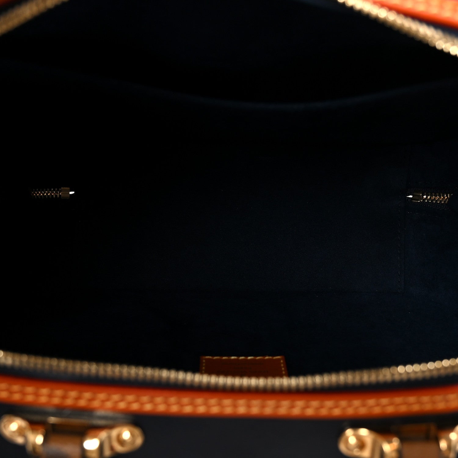 Louis Vuitton Calfskin Reverse Monogram Valisette PM Navy Caramel 5 of 11