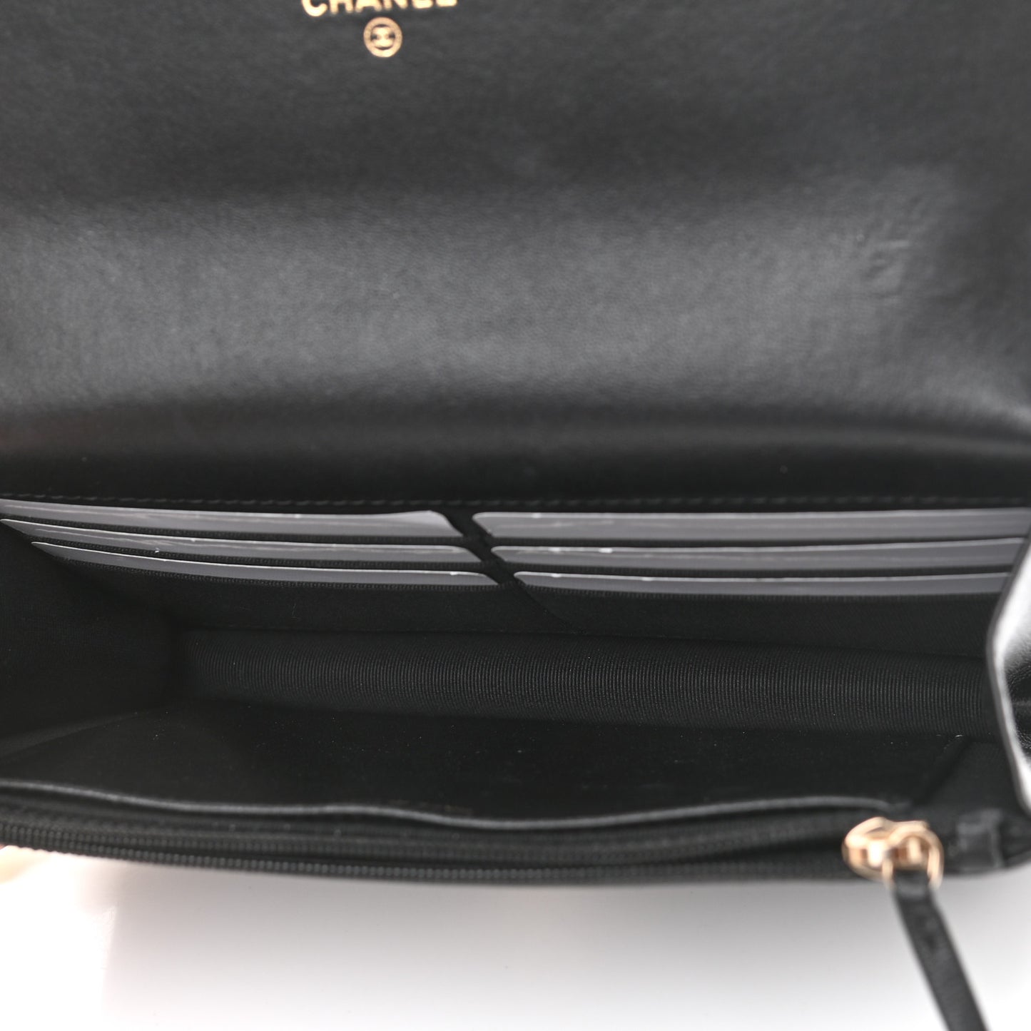 Lambskin Quilted Pearl Wallet On Chain WOC Black