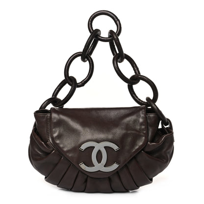 Chanel Lambskin Pleated CC Shoulder Bag Marron Fonce 1 of 10