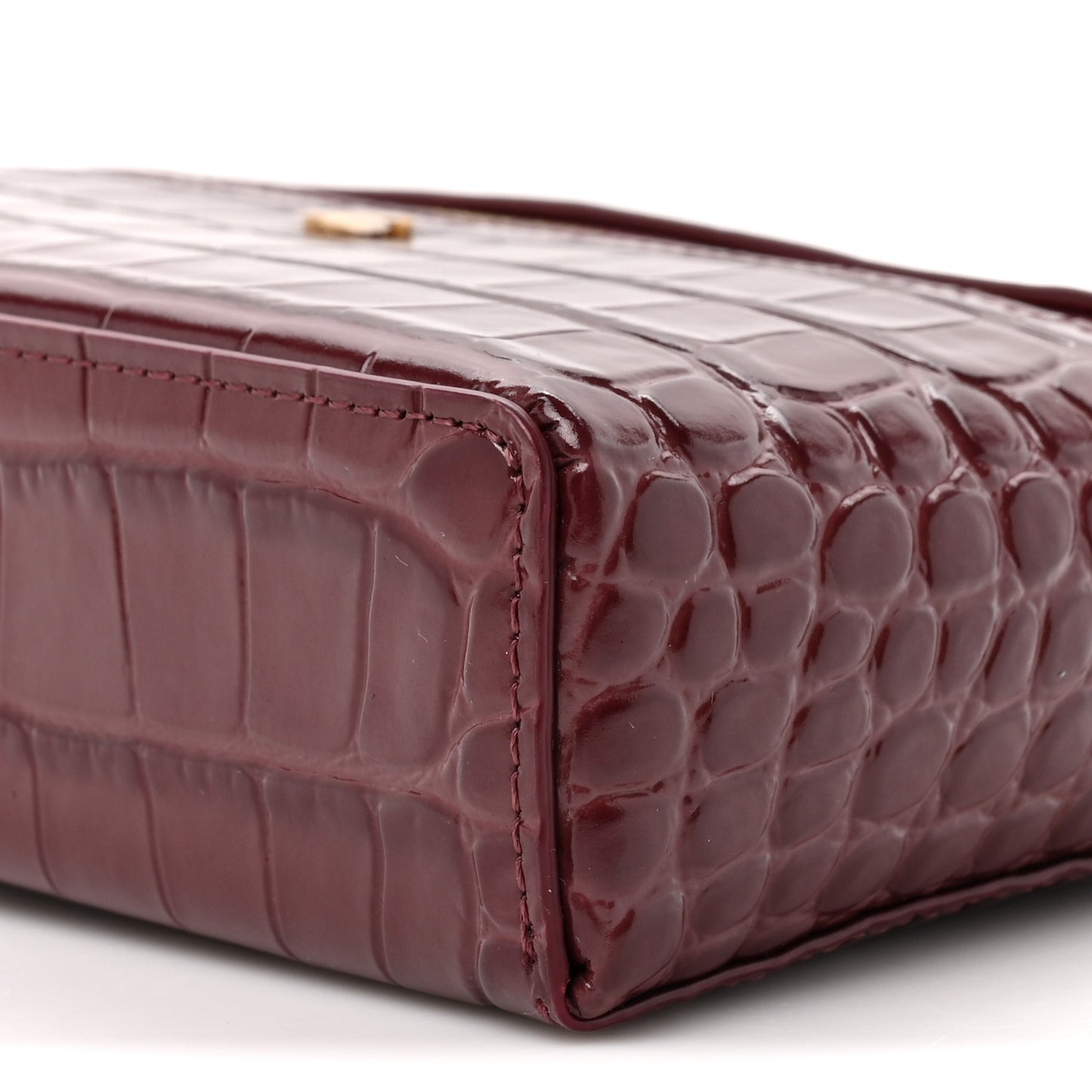 Calfskin Crocodile Embossed Crococo Exoticoco Vanity With Chain Dark Burgundy