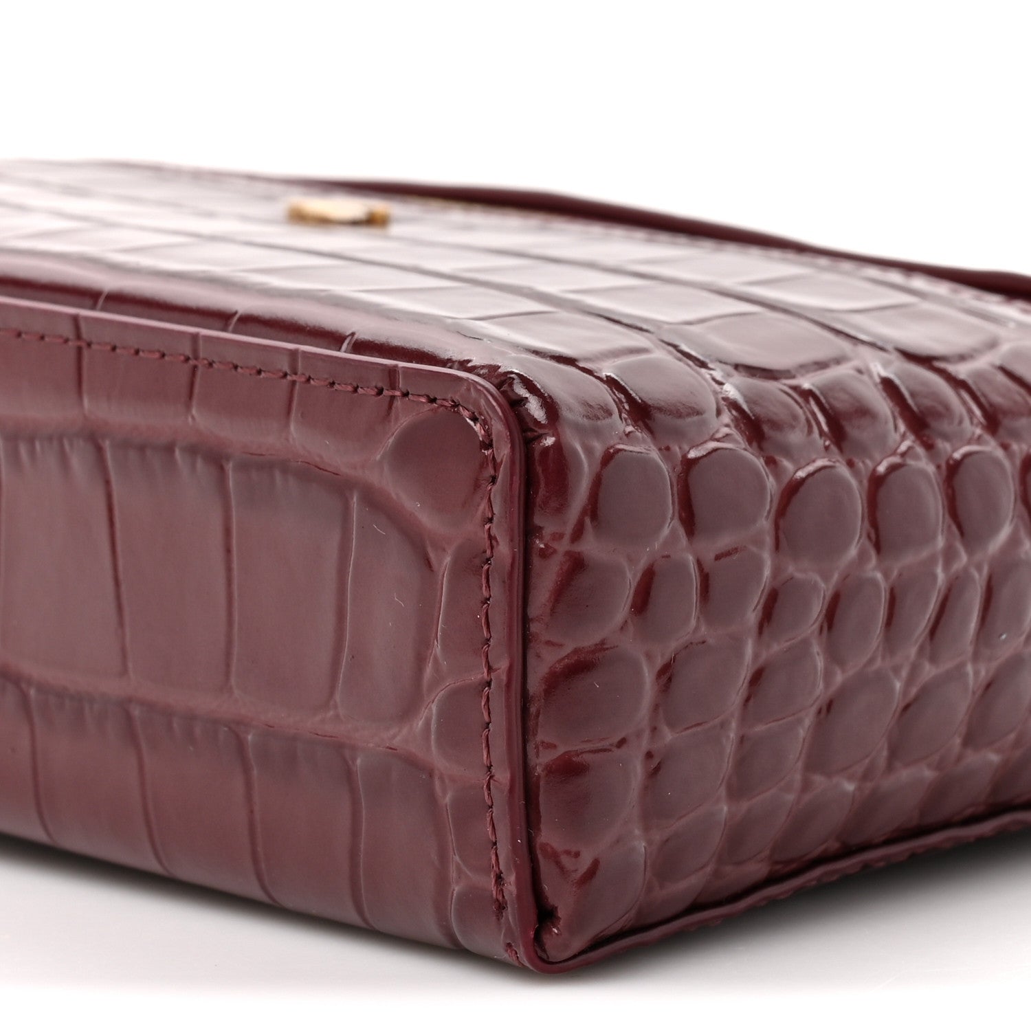 Chanel Calfskin Crocodile Embossed Crococo Exoticoco Vanity With Chain Dark Burgundy 9 of 11