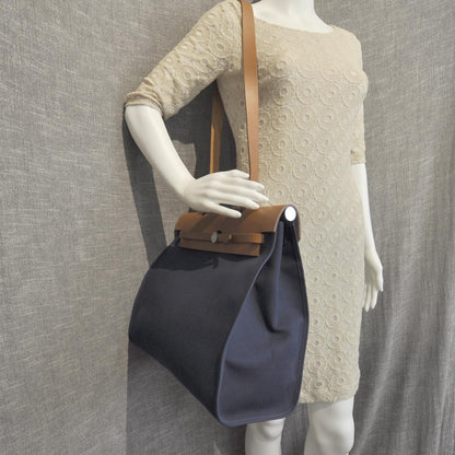 Hermes Toile Herbag Zip MM Bleu de Malte 2 of 9