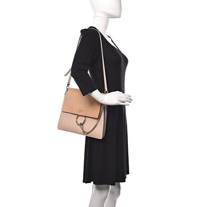 Chloe Calfskin Suede Medium Faye Shoulder Bag Cement Pink 2 of 12