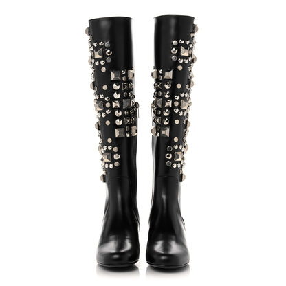 Saint Laurent Ketta Studded Babies 40 Brod Knee High Boots 36 Black 2 of 12