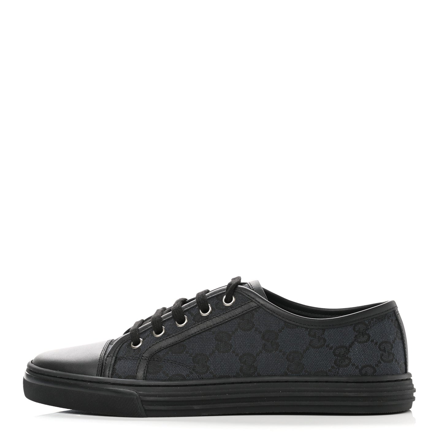 GG Monogram Calfskin Womens Low Top Sneakers 38.5 Piombo Black