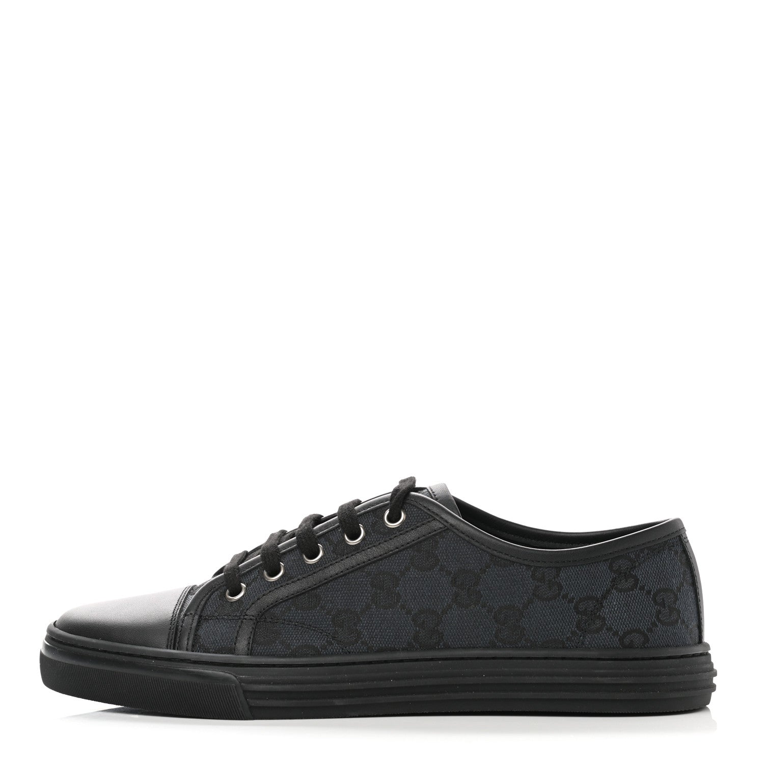 Gucci GG Monogram Calfskin Womens Low Top Sneakers 38.5 Piombo Black 1 of 9