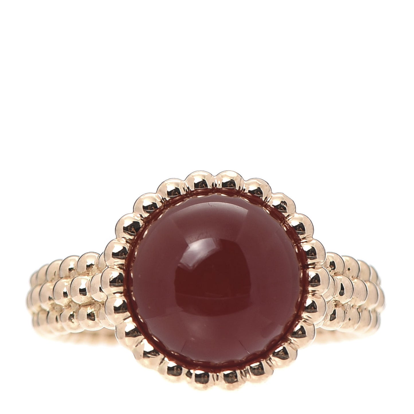 18K Rose Gold Carnelian Perlee Couleurs Ring 52 6