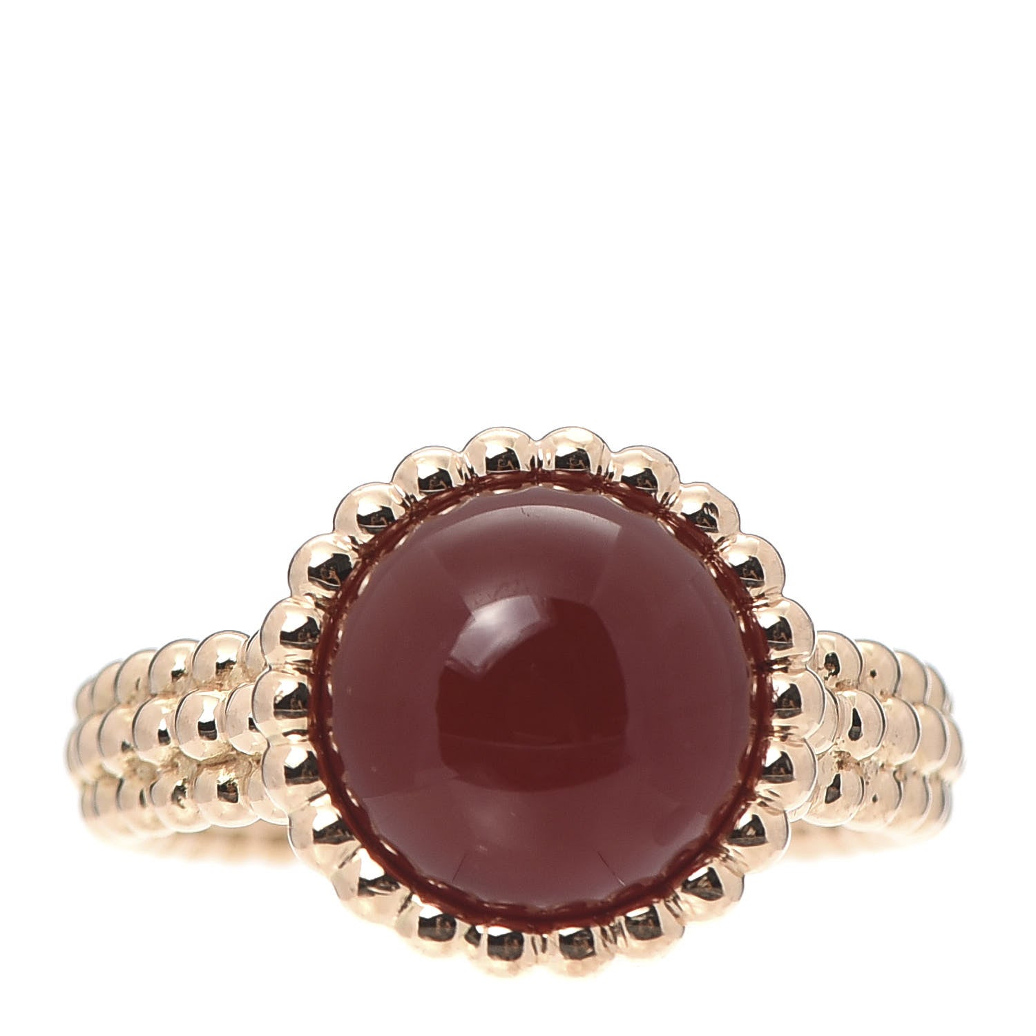 Van Cleef & Arpels 18K Rose Gold Carnelian Perlee Couleurs Ring 52 6 1 of 8