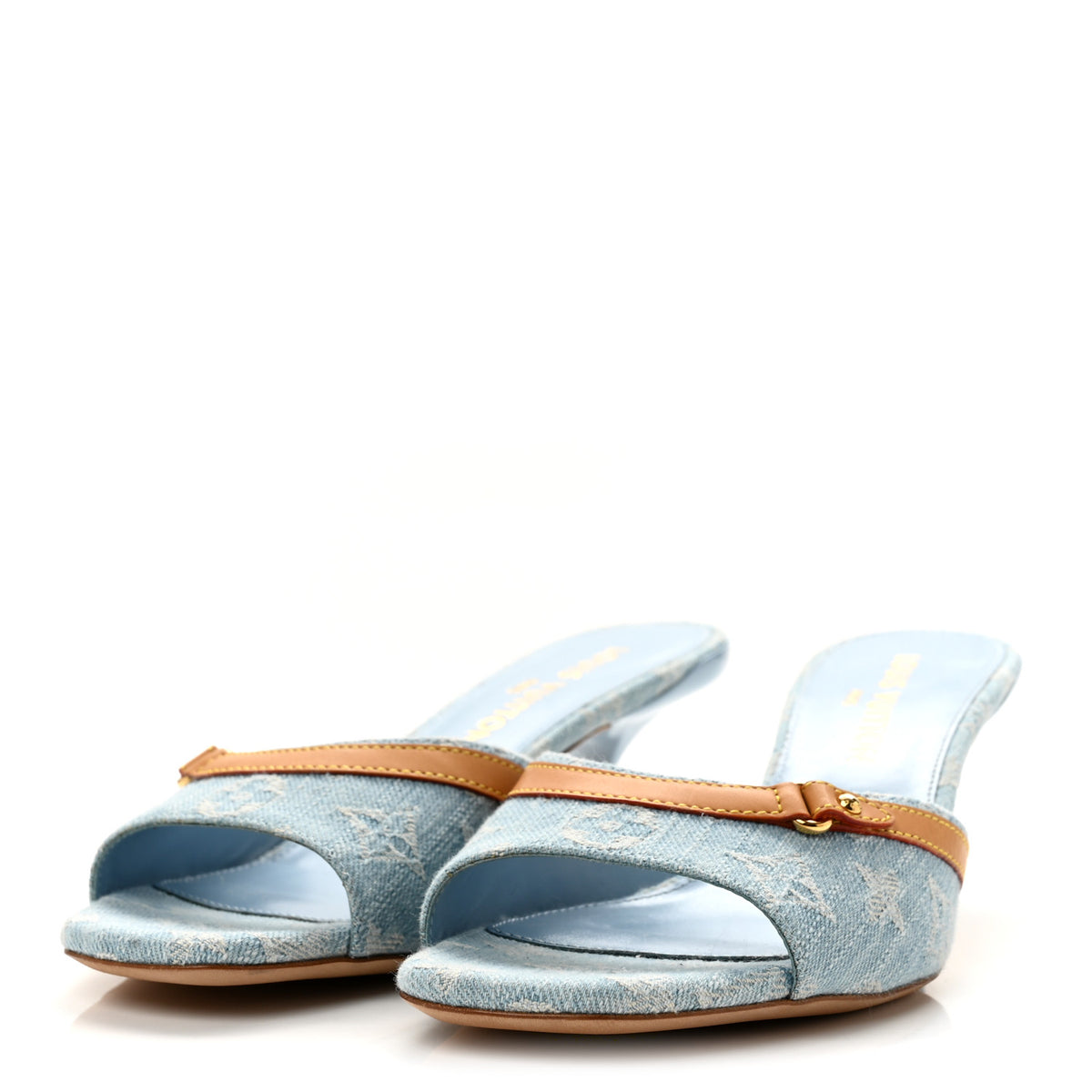 Monogram Denim 6AM Mules 40 Light Blue