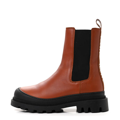 Loewe Calfskin Logo Chelsea Boots 38 Tan 1 of 9