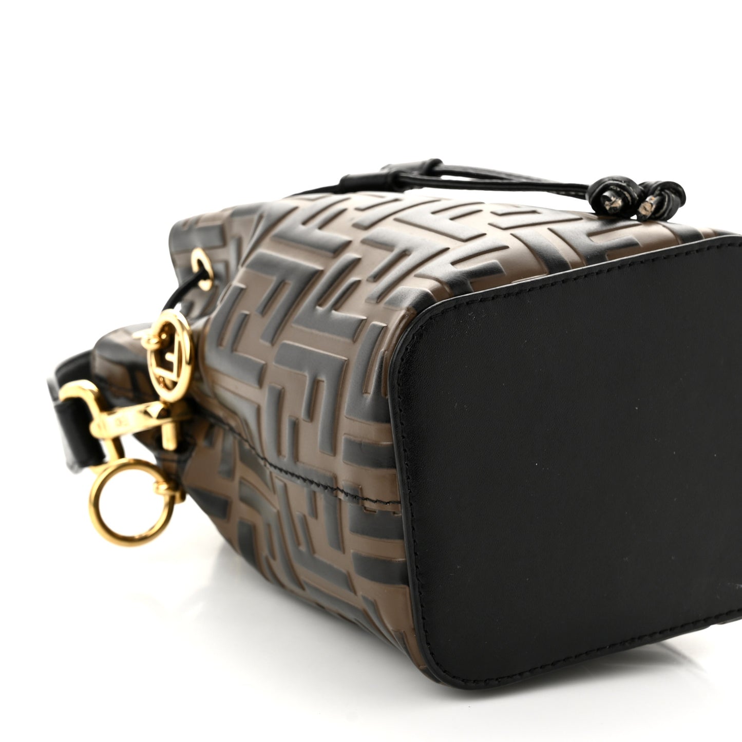 Vitello Liberty F is Fendi Bi-Color FF 1974 Embossed Mini Mon Tresor Bucket Bag Maya Black