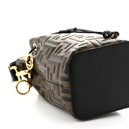 Fendi Vitello Liberty F is Fendi Bi-Color FF 1974 Embossed Mini Mon Tresor Bucket Bag Maya Black 10 of 14