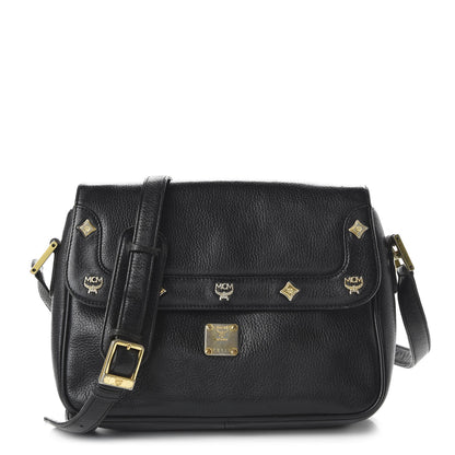 MCM Grained Calfskin Studded Crossbody Bag Black 1 of 8