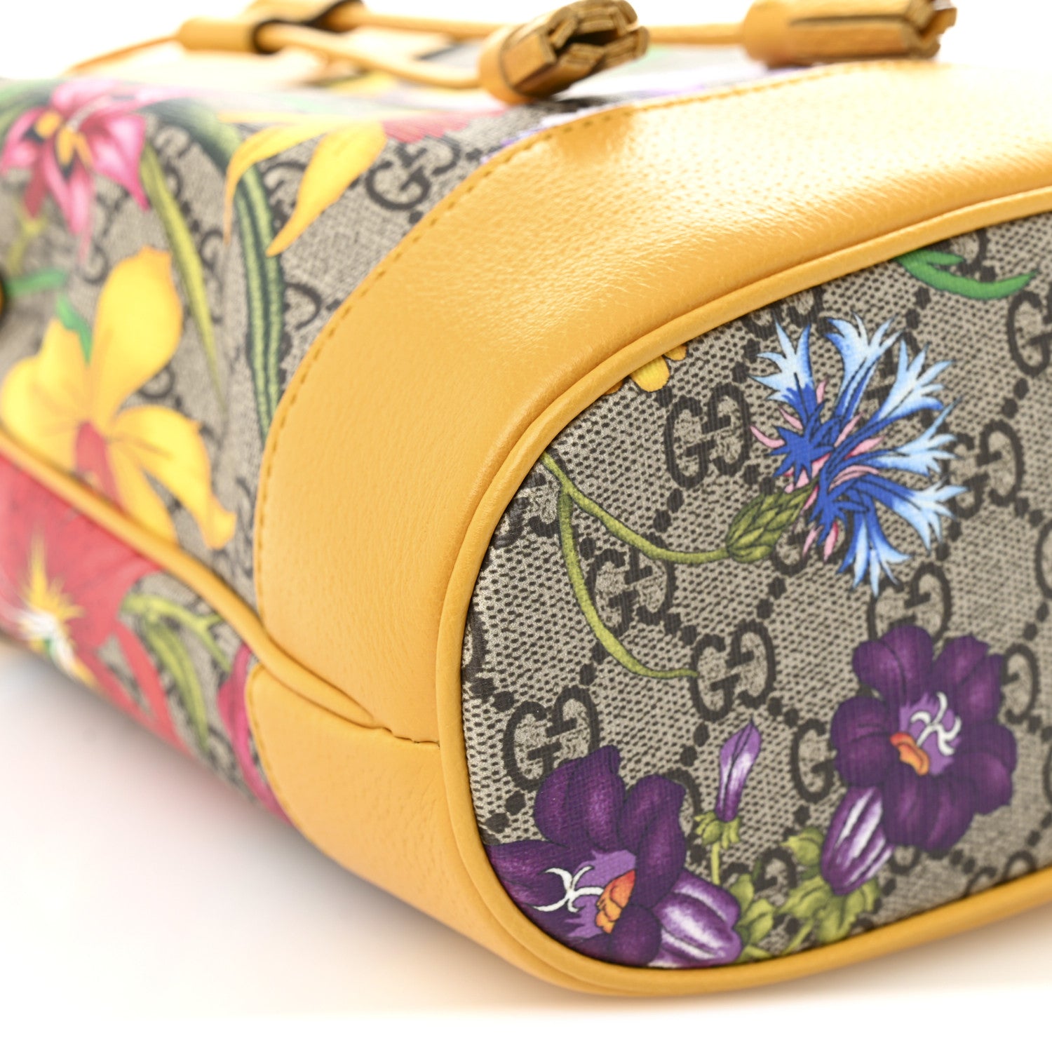 Gucci GG Supreme Monogram Flora Small Ophidia Bucket Bag Beige Multicolor Crop 9 of 10