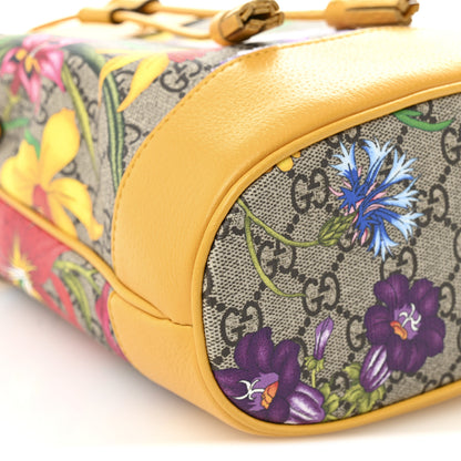 Gucci GG Supreme Monogram Flora Small Ophidia Bucket Bag Beige Multicolor Crop 9 of 10