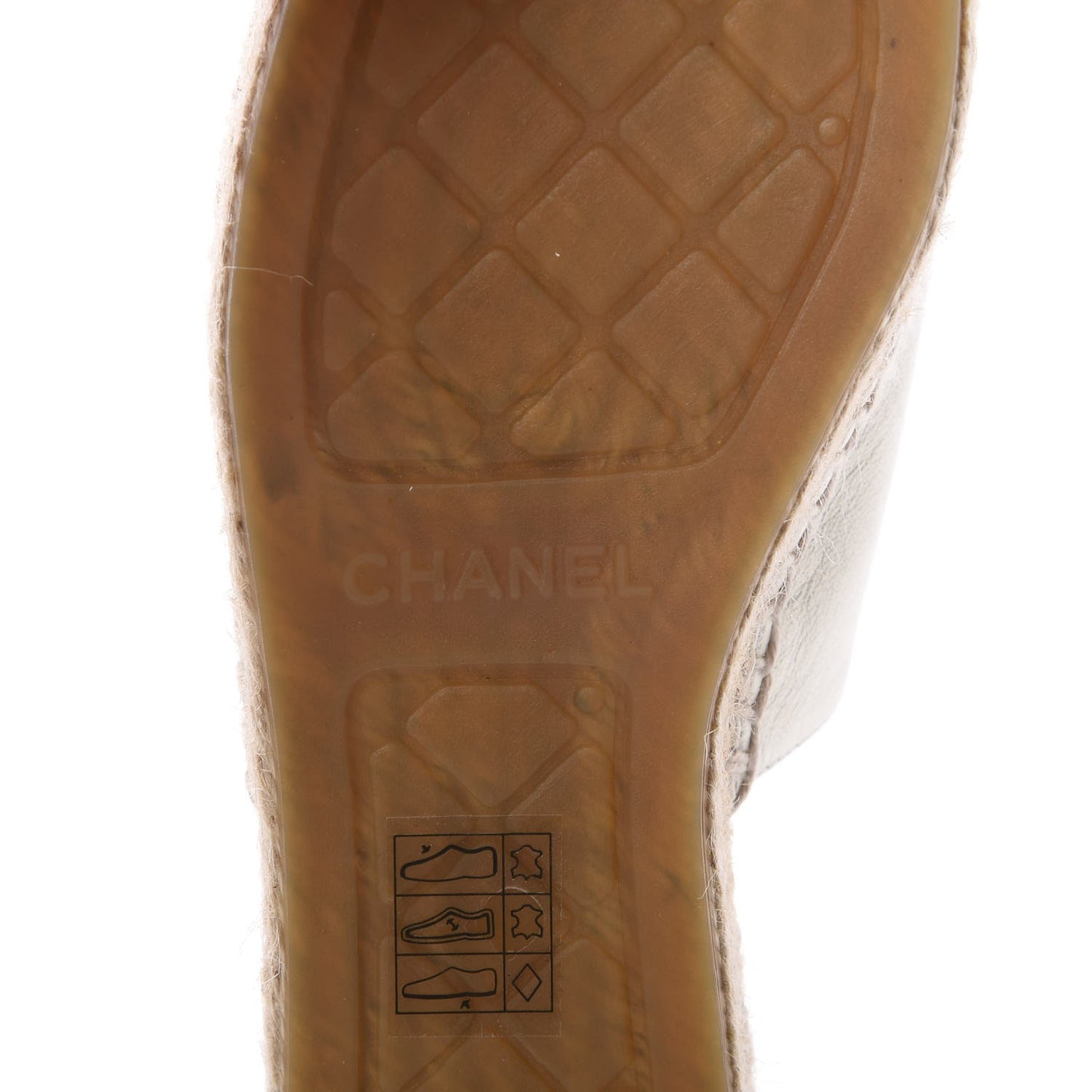 Iridescent Goatskin CC Espadrille Mules 36 Ivory Black