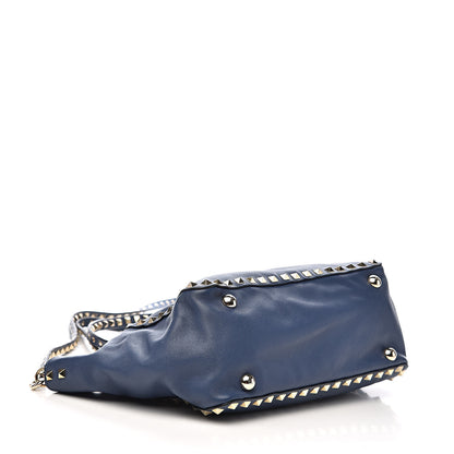 Valentino Garavani Vitello Small Rockstud Tote Indigo 4 of 12