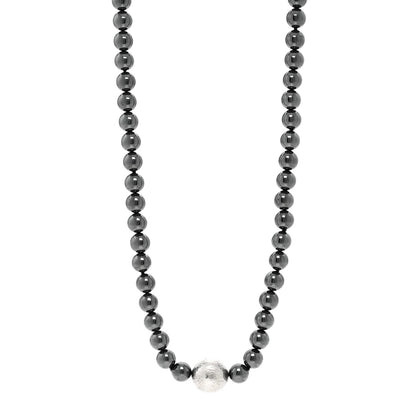 Tiffany Sterling Silver Hematite Hammered Bead Station Necklace 1 of 5
