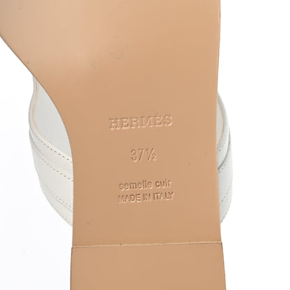 Hermes Calfskin Womens Elixir Sandals 37.5 White 6 of 8
