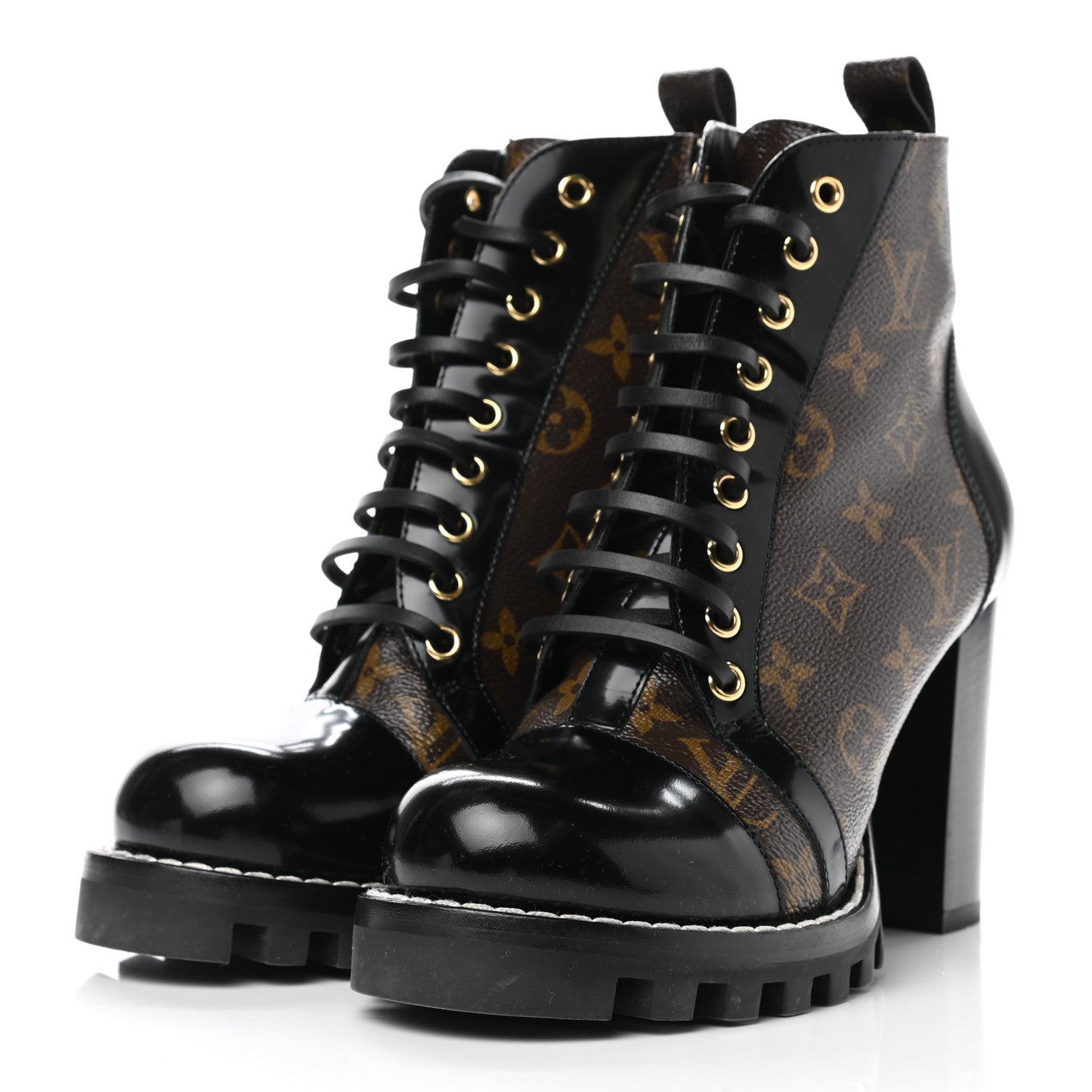 Louis Vuitton Patent Calfskin Monogram Star Trail Ankle Boots 39 Black 3 of 10