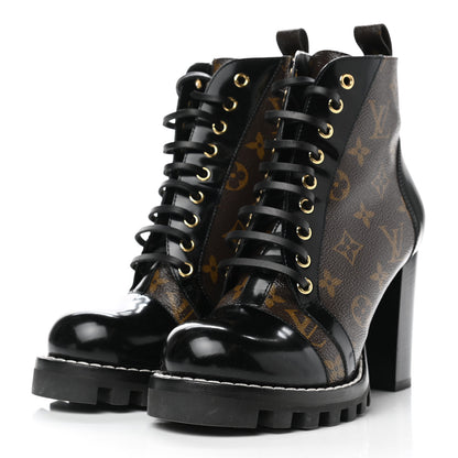 Louis Vuitton Patent Calfskin Monogram Star Trail Ankle Boots 39 Black 3 of 10