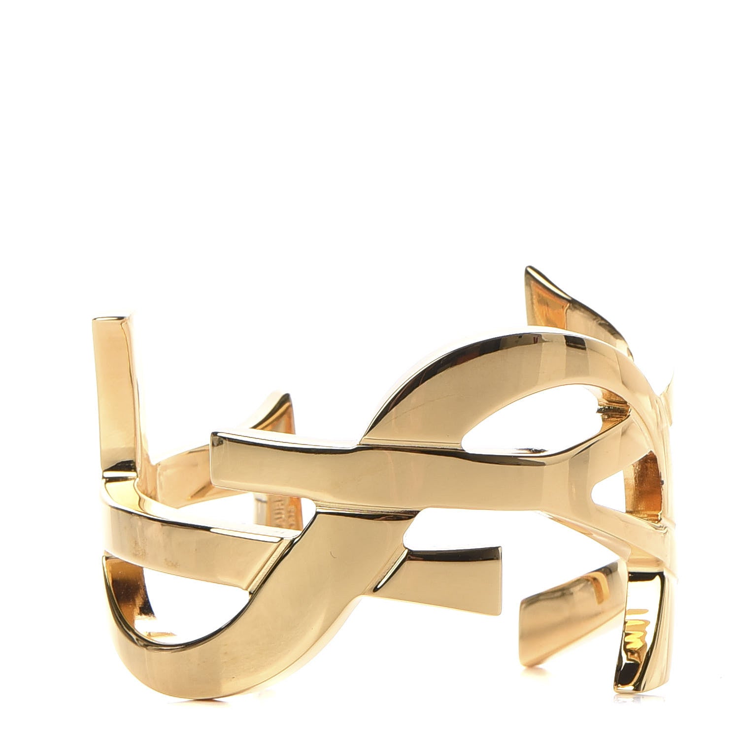 Saint Laurent Brass Monogram Medium Cuff Bracelet Gold 1 of 4
