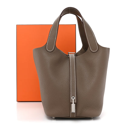 Hermes Taurillon Clemence Picotin Lock 18 PM Etoupe 10 of 10