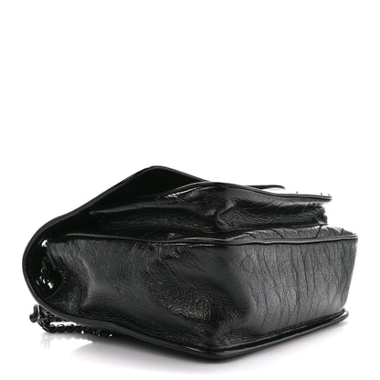 Saint Laurent Crinkled Calfskin Matelasse Monogram Medium Niki Chain Satchel Black 4 of 11