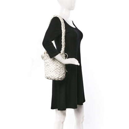 Bottega Veneta Calfskin Intrecciato Small Foulard Kalimero Bucket Bag Bone 2 of 9