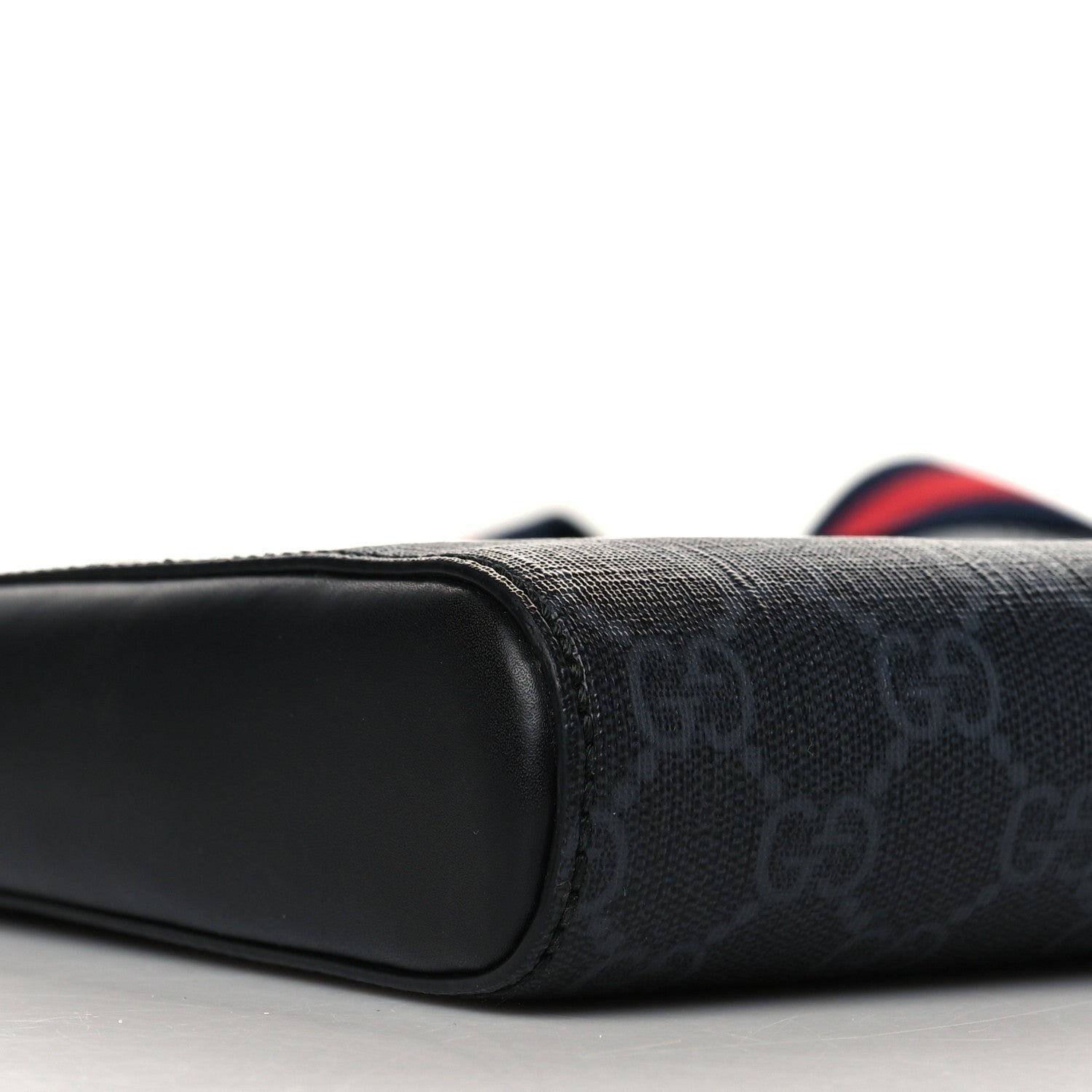 Gucci GG Supreme Monogram Web Small Flat Messenger Bag Black Grey 9 of 12