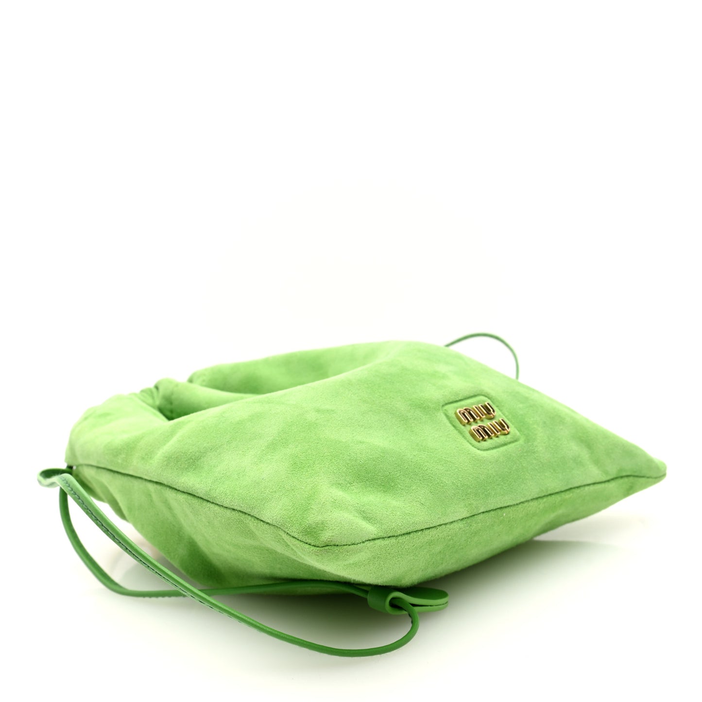 Suede Drawstring Pouch Apple Green