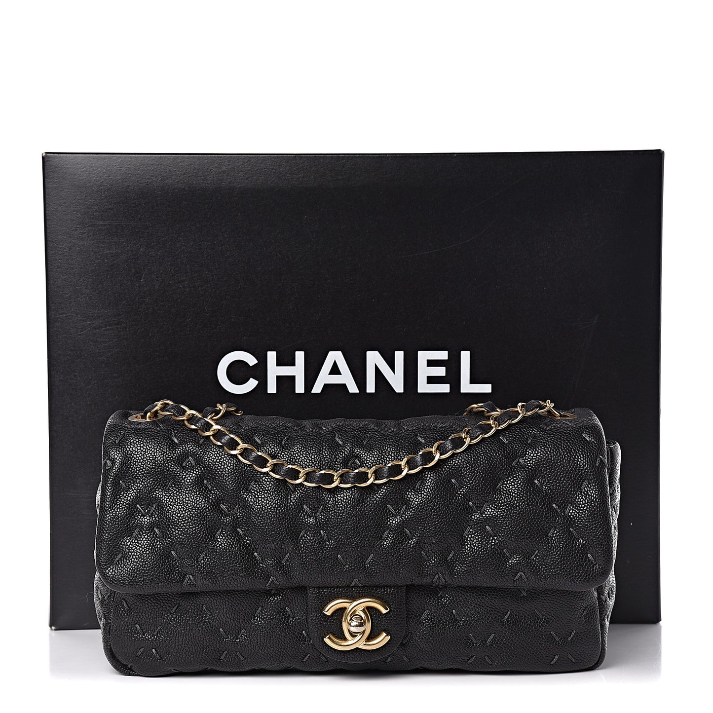 Caviar Stitched Flap Black