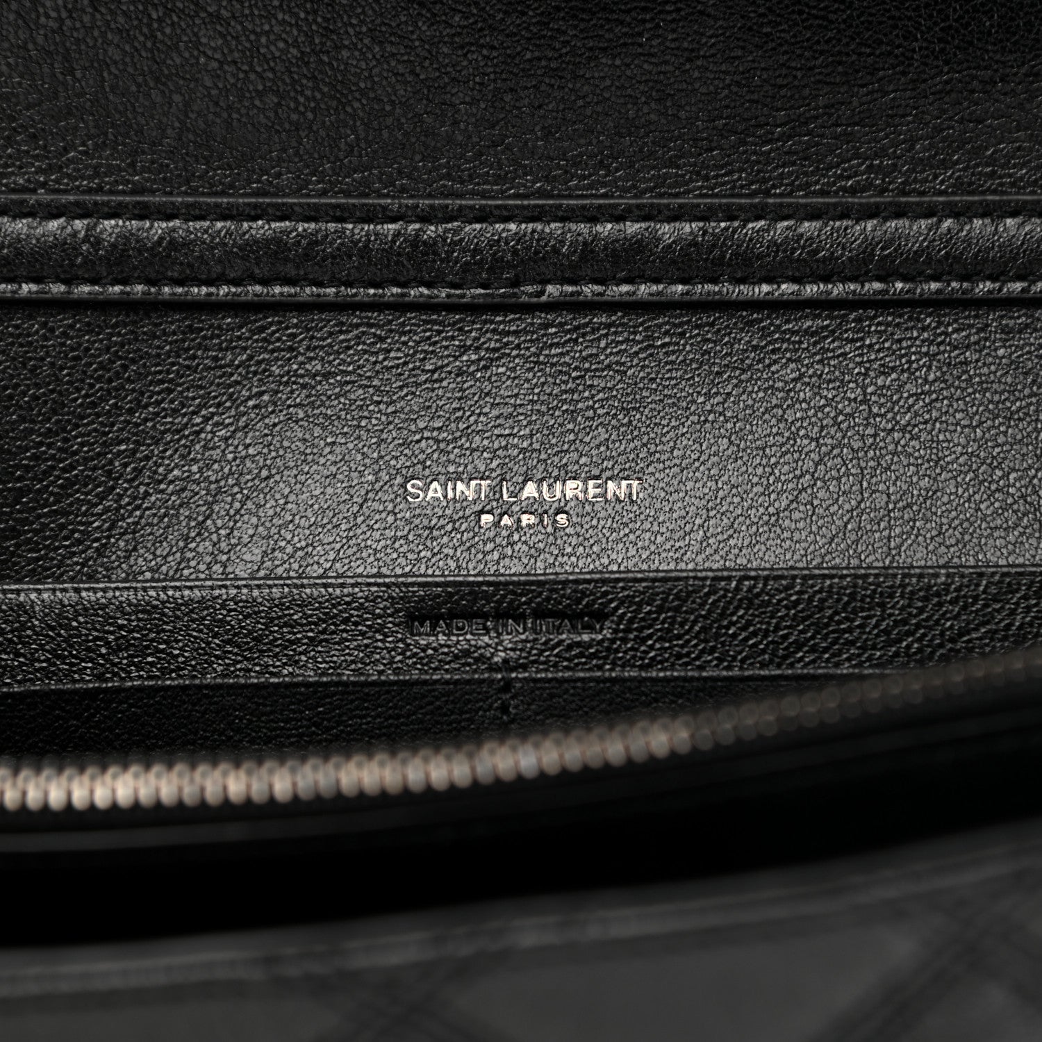 Saint Laurent Lambskin Diamond Quilted Becky Chain Wallet Black 8 of 9