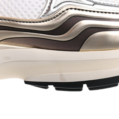 Chanel Fabric Laminated Calfskin Stretch CC Sneakers 36.5 White Gold Silver 14 of 16