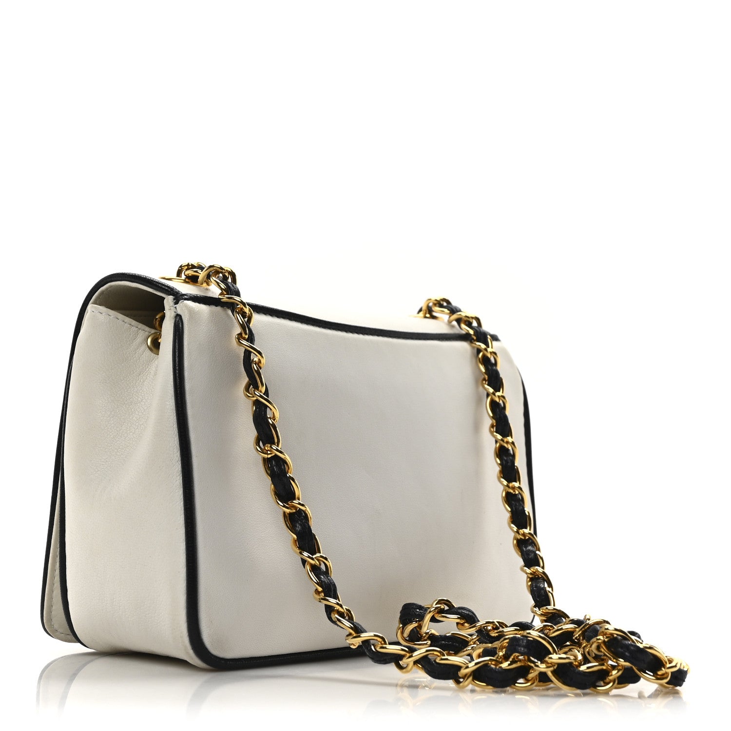 Chanel Lambskin Quilted CC Flap Bag White Black 3 of 12