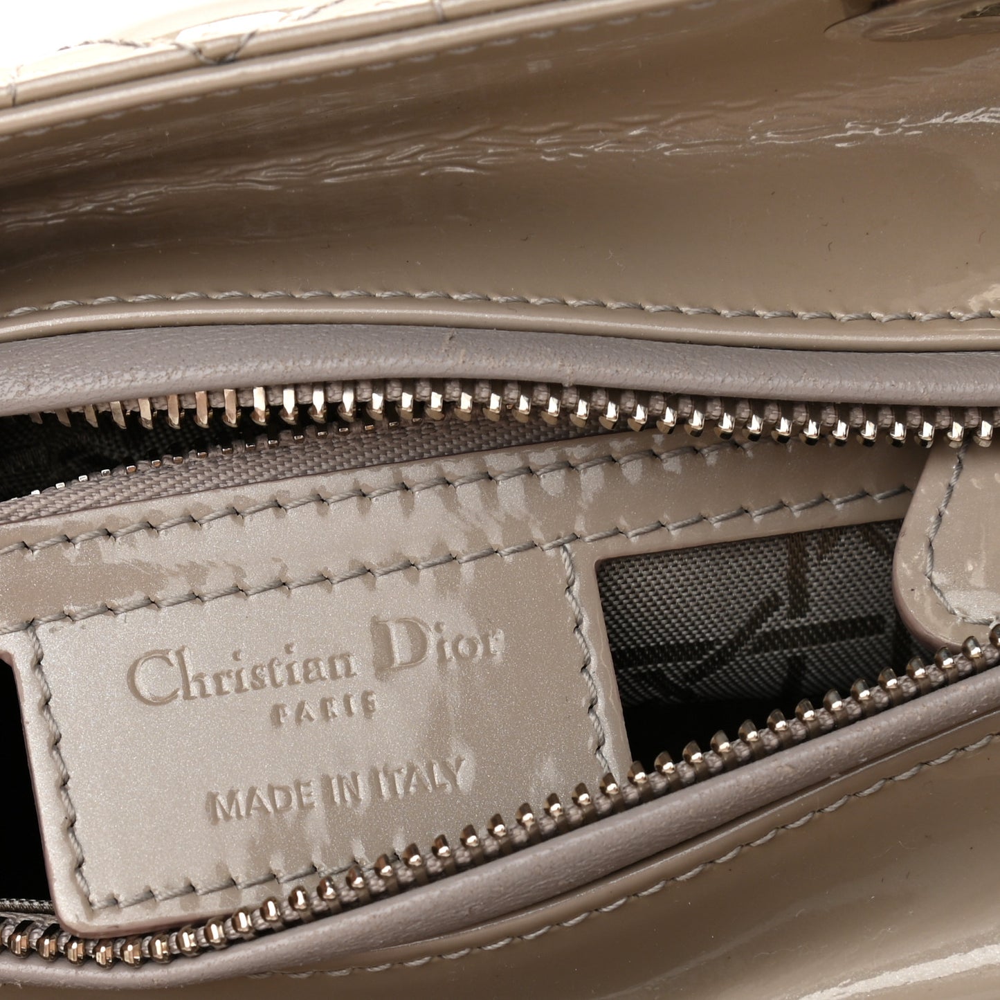 Patent Cannage Medium Lady Dior Beige