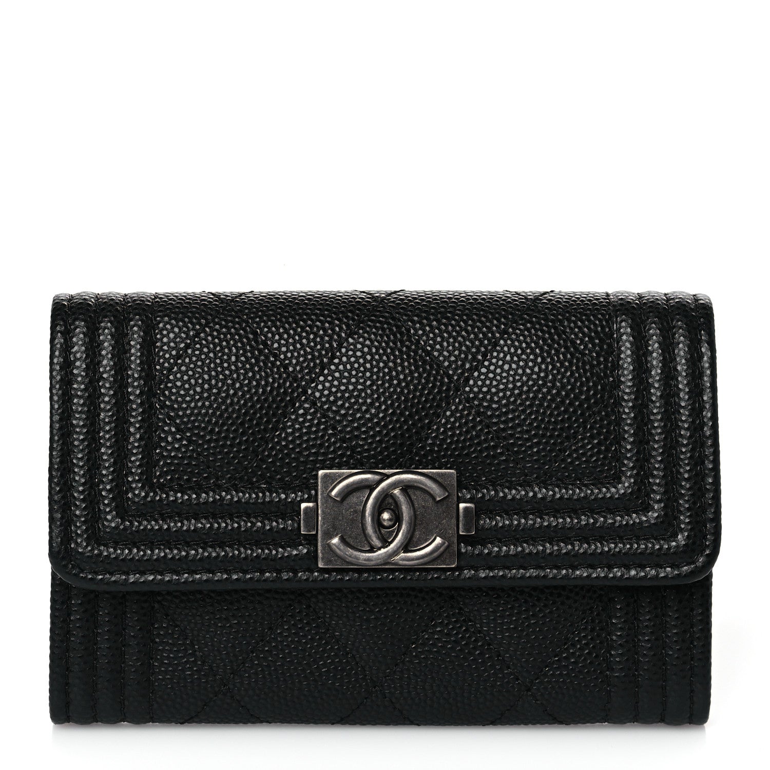 Chanel Caviar Quilted Boy Flap Card Holder Black 1 of 10