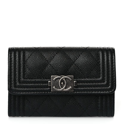 Chanel Caviar Quilted Boy Flap Card Holder Black 1 of 10
