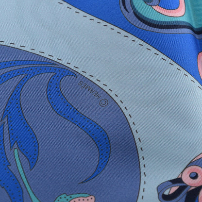 Hermes Silk Festival des Amazones Maxi Twilly Marine Turquoise Rose 5 of 6