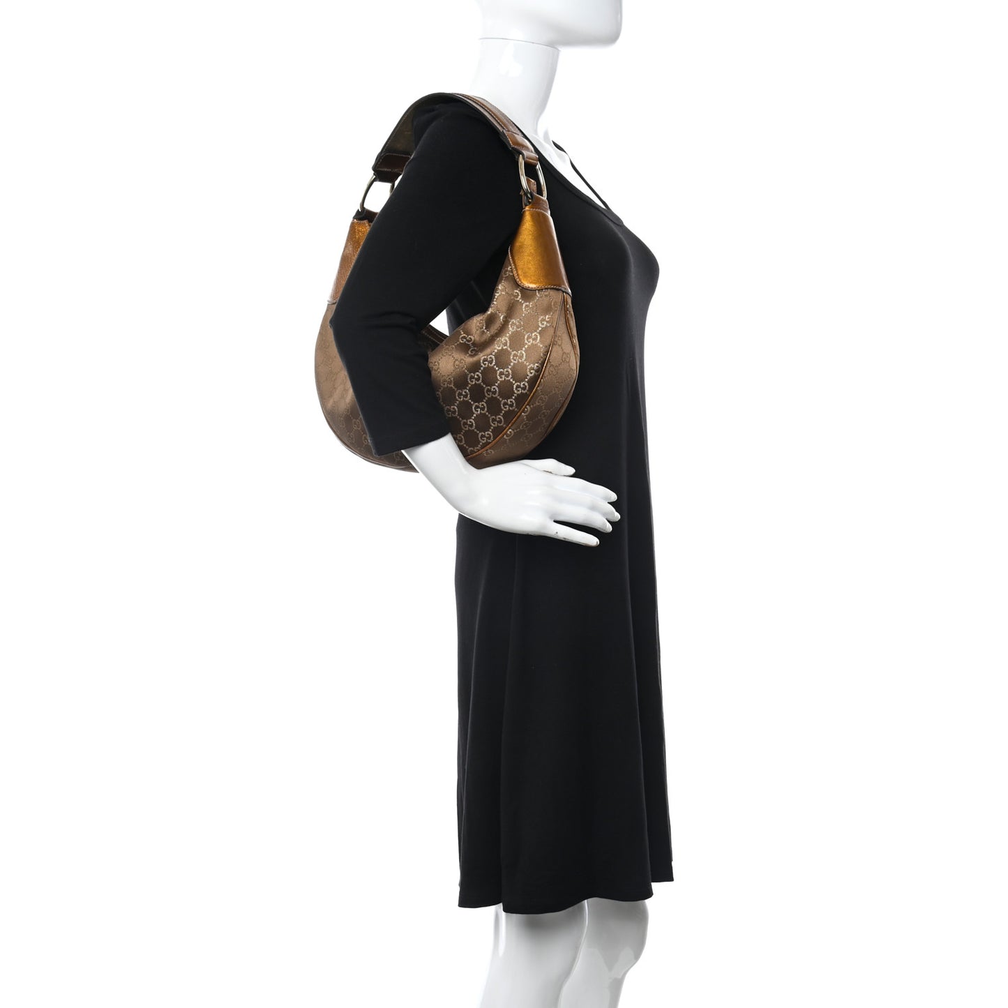 Satin Monogram Half Moon Hobo Bronze