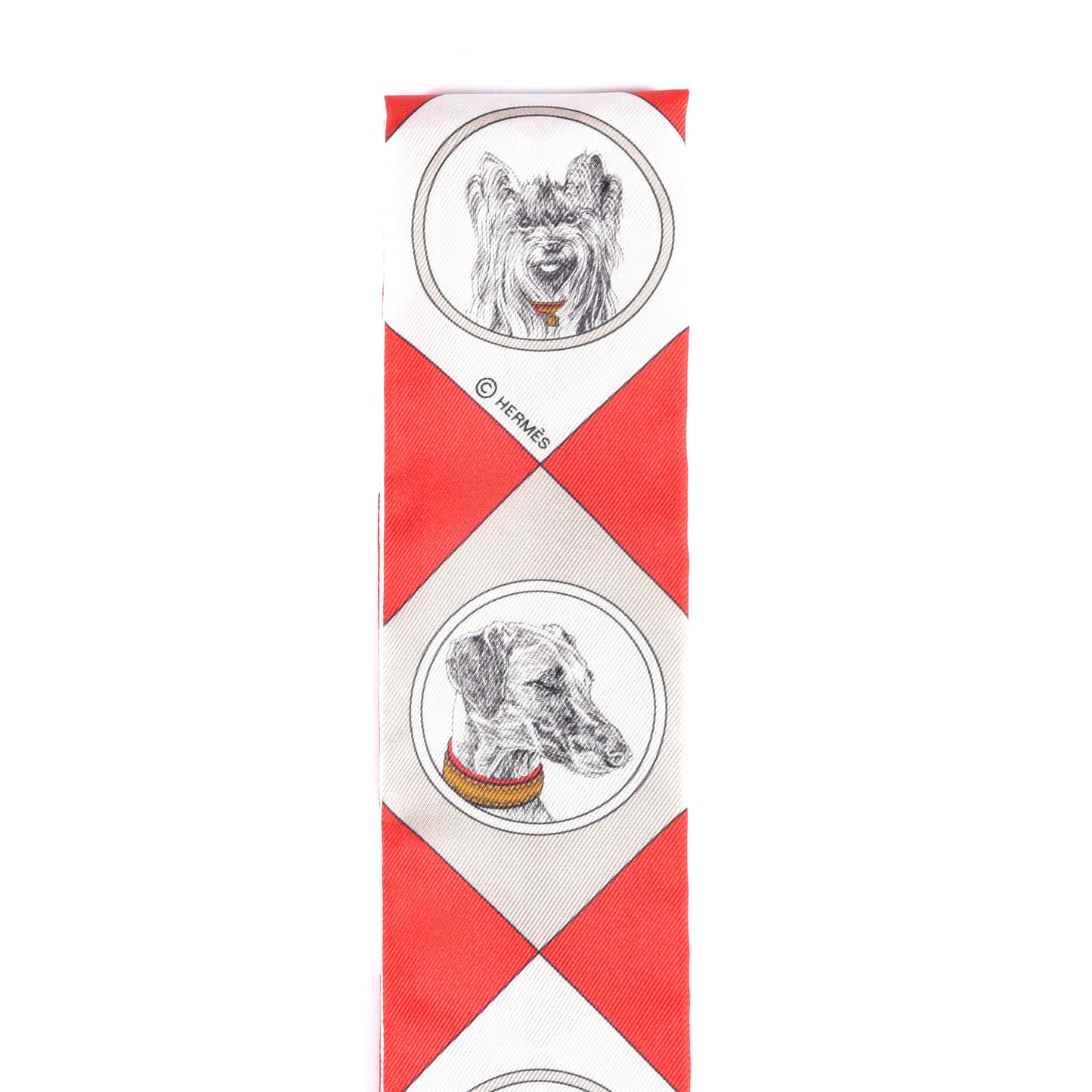 Silk Colliers Et Chiens Twilly Rouge White Mastic