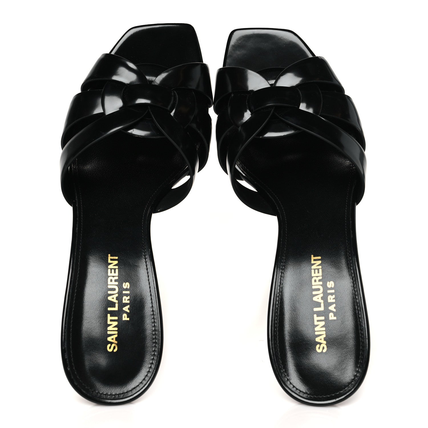 Saint Laurent Calfskin Tribute 85 Slide Sandals 38 Black 2 of 9