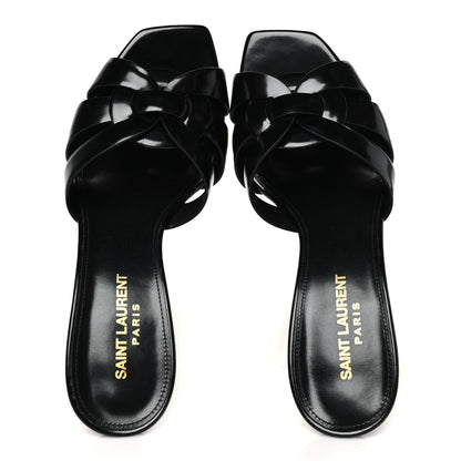 Saint Laurent Calfskin Tribute 85 Slide Sandals 38 Black 2 of 9